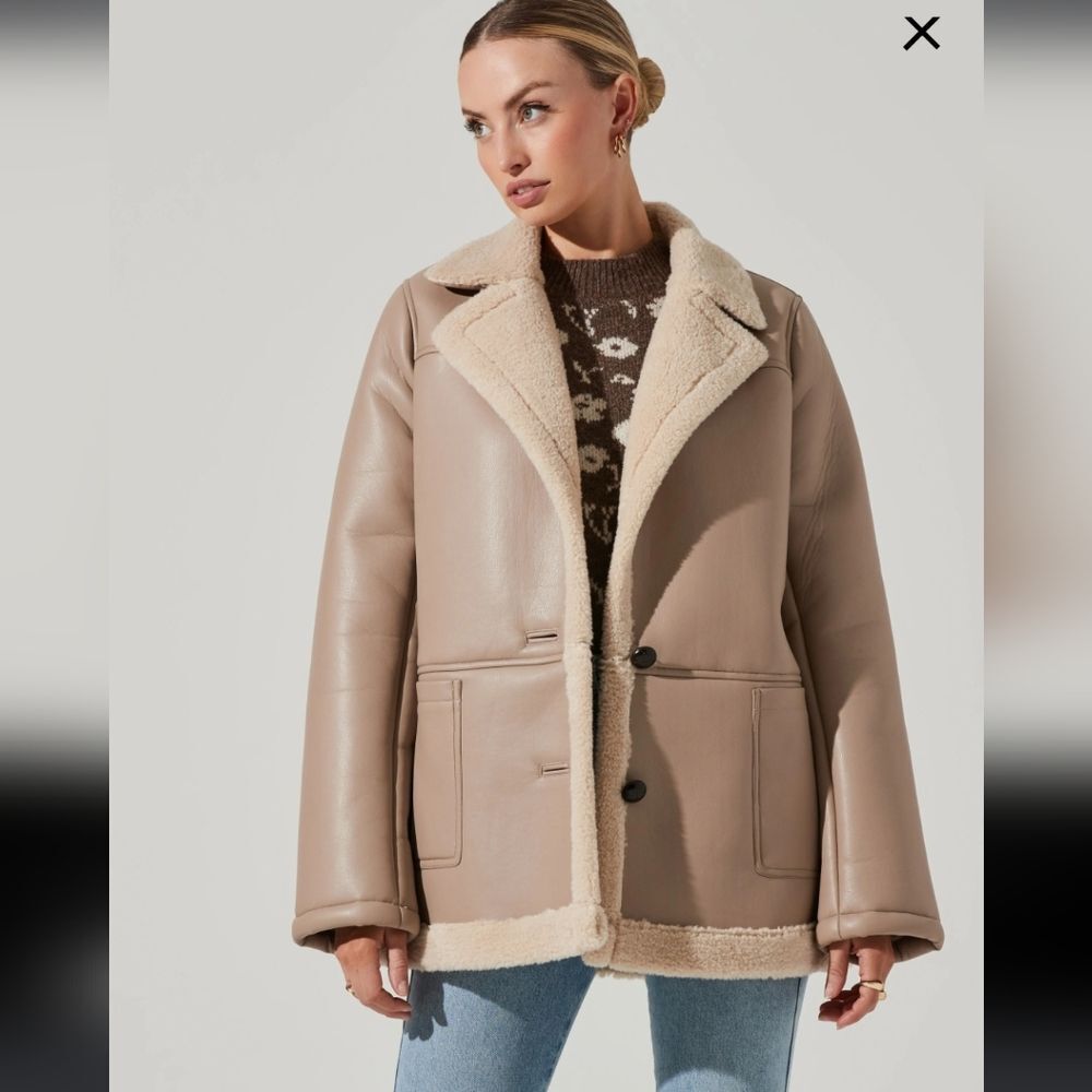 ASTR The Label FRANCINE FAUX LEATHER SHEARLING JACKET Womens Size XL NWOT